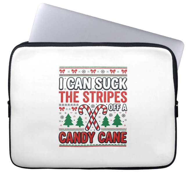 Lustiger Candy Cane Weihnachtspullover Laptopschutzhülle (Vorderseite)