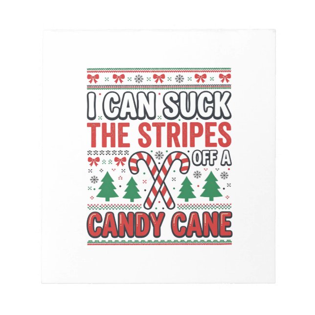 Lustiger Candy Cane Weihnachtspullover Notizblock (Vorderseite)