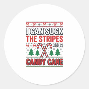 Lustiger Candy Cane Weihnachtspullover Runder Aufkleber