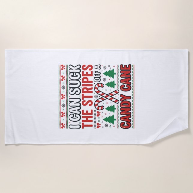 Lustiger Candy Cane Weihnachtspullover Strandtuch (Vorderseite)