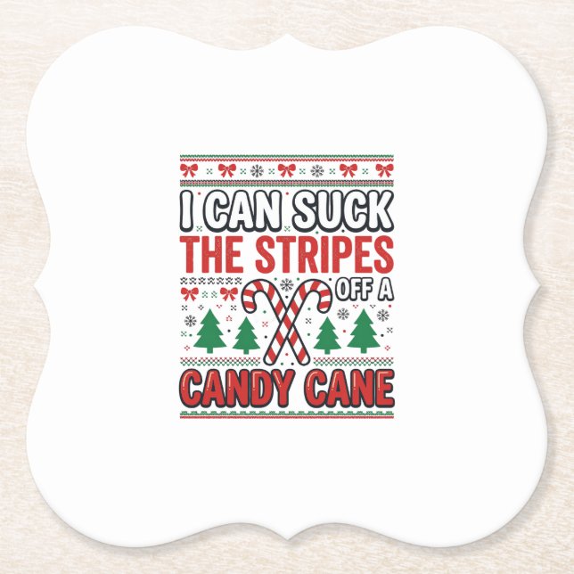 Lustiger Candy Cane Weihnachtspullover Untersetzer (Vorderseite)