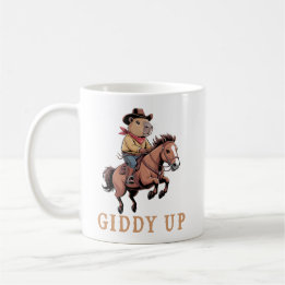 Lustiger Capybara-Cowboy reitet auf einem Pferd, G Kaffeetasse