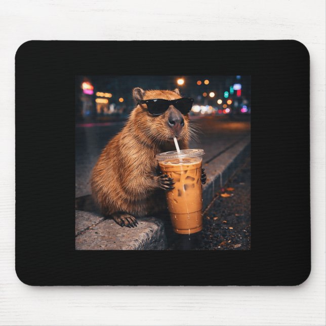 Lustiger Capybara, der Kaffeegetränk-Liebhaber Tie Mousepad (Vorne)