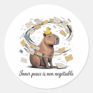 Lustiger Capybara-Innerpeace-Aufkleber - Zen-Tier  Runder Aufkleber