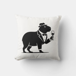 Lustiger Capybara-Weinglas Minimalist Modern Kissen