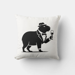 Lustiger Capybara-Weinglas Minimalist Modern Kissen