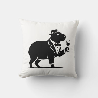 Lustiger Capybara-Weinglas Minimalist Modern Kissen