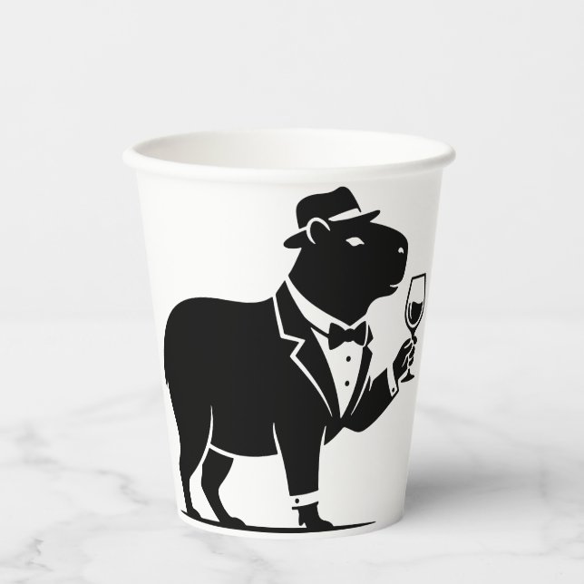 Lustiger Capybara-Weinglas Minimalist Modern Pappbecher (Vorderseite)