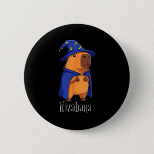 Lustiger Capybara-Zauberer-Kostüm Wizabara Grafik  Button