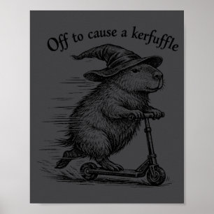 Lustiger Capybara-Zauberer-Scooter Aus Grund Poster