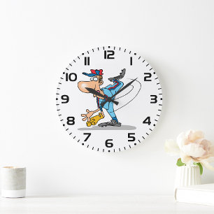Lustiger Cartoon-Baseball-Pitcher wirft einen Fast Große Wanduhr