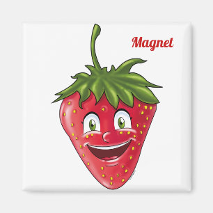 Lustiger Cartoon der Erdbeerfrucht handgemalt Magnet