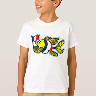 Lustiger Cartoon der französischen Flaggen-Fische T-Shirt