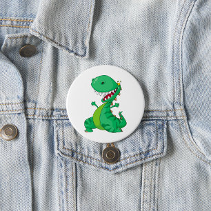 Lustiger Cartoon-Dinosaur brüllender T-Rex Button