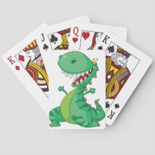 Lustiger Cartoon-Dinosaur brüllender T-Rex Spielkarten