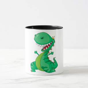 Lustiger Cartoon-Dinosaur brüllender T-Rex Tasse
