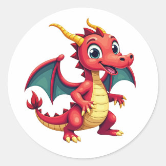 Lustiger Cartoon-Drache-Aufkleber Runder Aufkleber