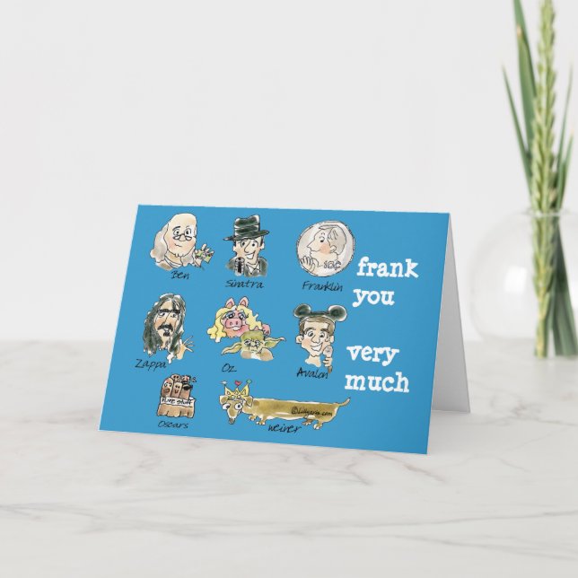 Lustiger Cartoon-Frank Sie sehr viel Dankeskarte (Vorderseite)