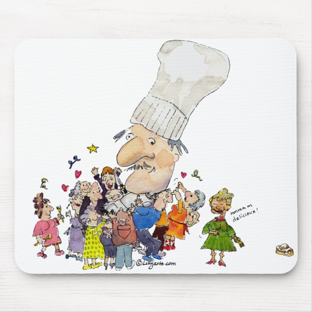 Lustiger Cartoon-Franzose-Koch Mousepad (Vorne)