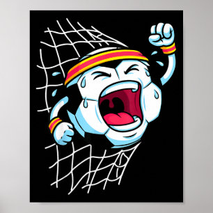 Lustiger Cartoon-Fußball, der Netz erzielt, Tor er Poster