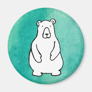 Lustiger Cartoon-Grizzly-Eisbär Hellblau Magnet