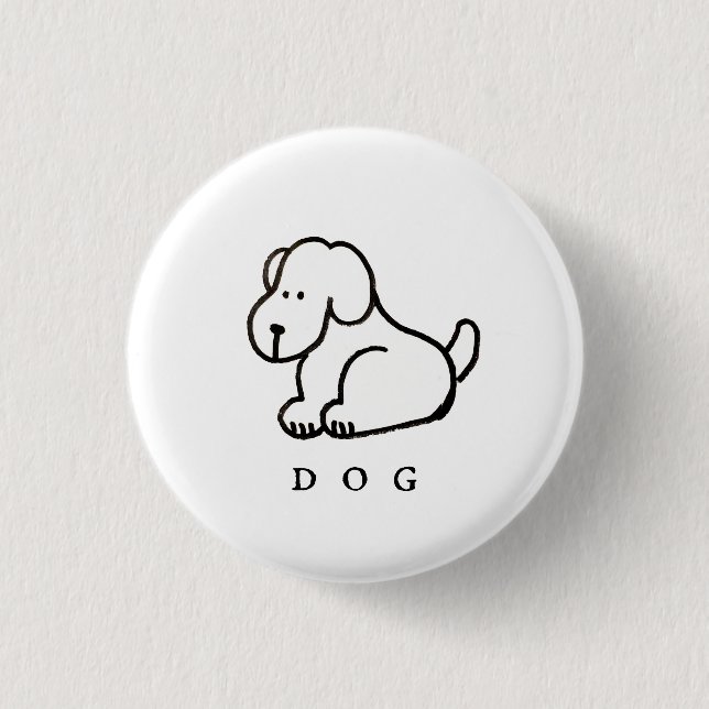 Lustiger Cartoon-Hund im Sitzen Button (Vorderseite)
