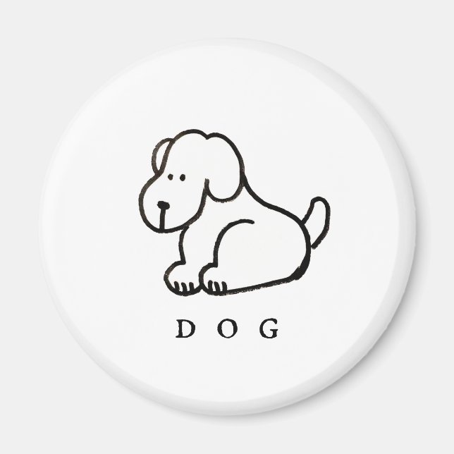 Lustiger Cartoon-Hund im Sitzen Magnet (Vorne)