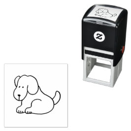 Lustiger Cartoon-Hund sitzend Permastempel
