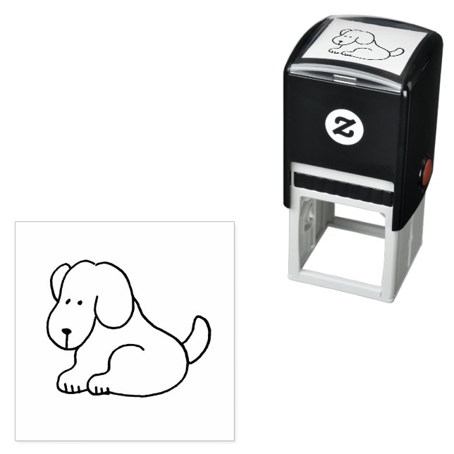 Lustiger Cartoon-Hund sitzend  Permastempel (Beispiel)
