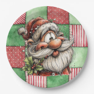 Lustiger Cartoon Lachender Weihnachtsmann Pappteller