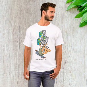 Lustiger Cartoon-Mann beim Panikkauf von Toiletten T-Shirt