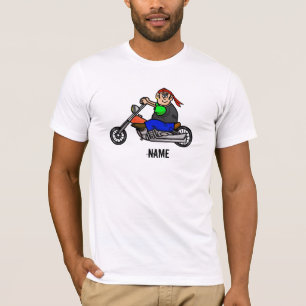 Lustiger Cartoon-männlicher Motorrad-Radfahrer-T - T-Shirt