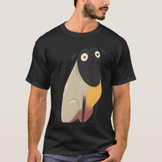 Lustiger Cartoon-Mops mit großen Augen und farbenf T-Shirt