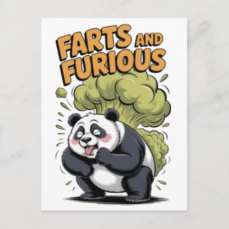 Lustiger Cartoon-Panda macht einen Furz auf einem Feiertagspostkarte