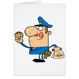 lustiger Cartoon Polizist isst Donuts