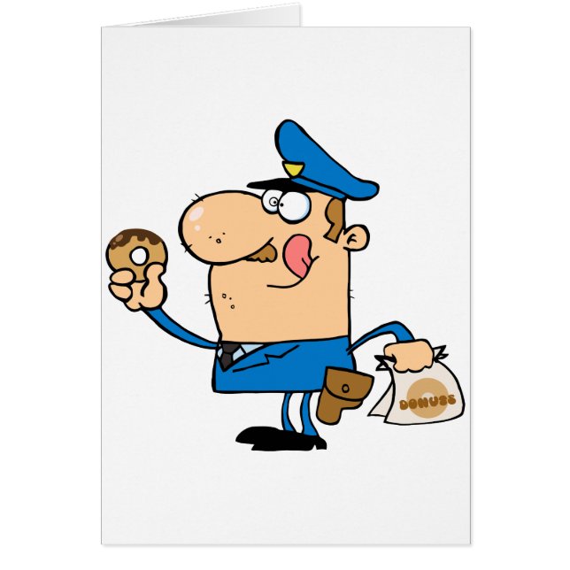 lustiger Cartoon Polizist isst Donuts (Vorne)