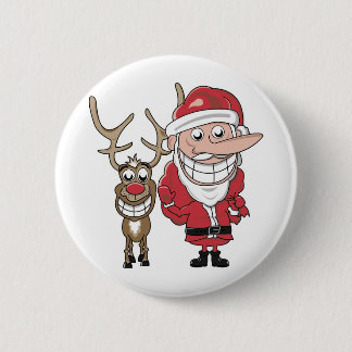 Lustiger Cartoon Sankt und Rudolph Button