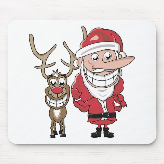 Lustiger Cartoon Sankt und Rudolph Mousepad (Vorne)