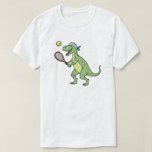 Lustiger Cartoon-T-Rex spielt Tennis-Dinosaurier T-Shirt