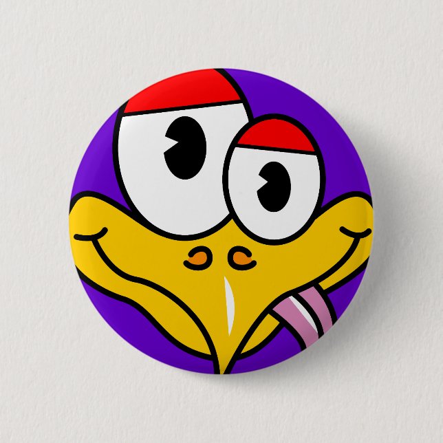 Lustiger Cartoon-Vogel Button (Vorderseite)