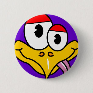 Lustiger Cartoon-Vogel Button
