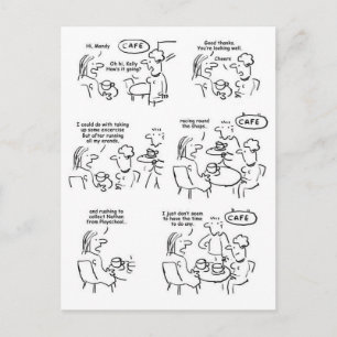 Lustiger Cartoon von Frauen in einem Coffeeshop Postkarte