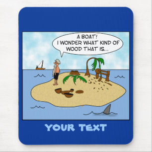 Lustiger Cartoon Woodturner auf verlassener Insel Mousepad