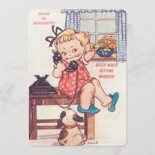 Lustiger Cartoonhochzeitsklatsch Einladung