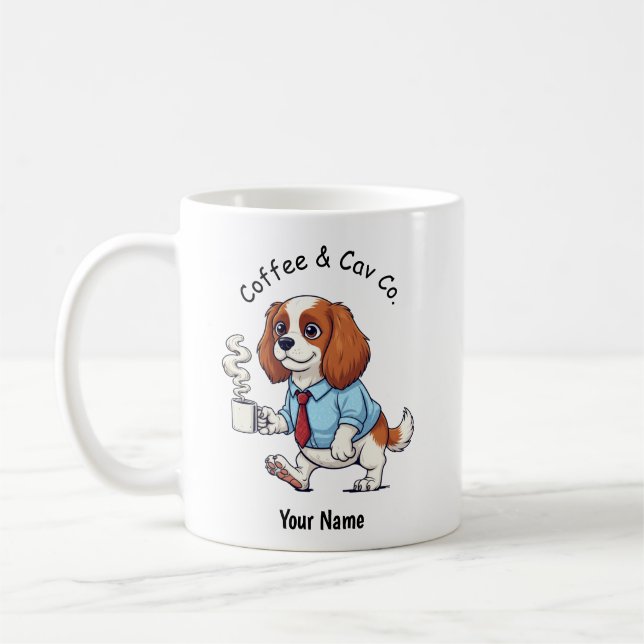 Lustiger Cavalier King Charles Geschäftsanzug Kaff Kaffeetasse (Links)