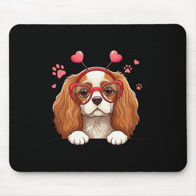 Lustiger Cavalier King Charles Spaniel Herz Kopf V Mousepad (Vorne)