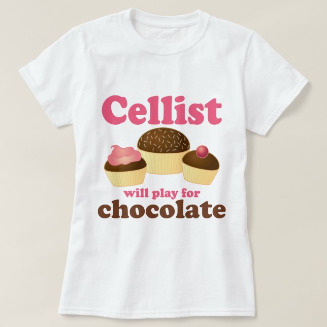 Lustiger Cello-Schokoladen-Entwurf T-Shirt (Design vorne)