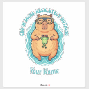 Lustiger CEO des Nichts-Tun Capybara Frosch Aufkleber