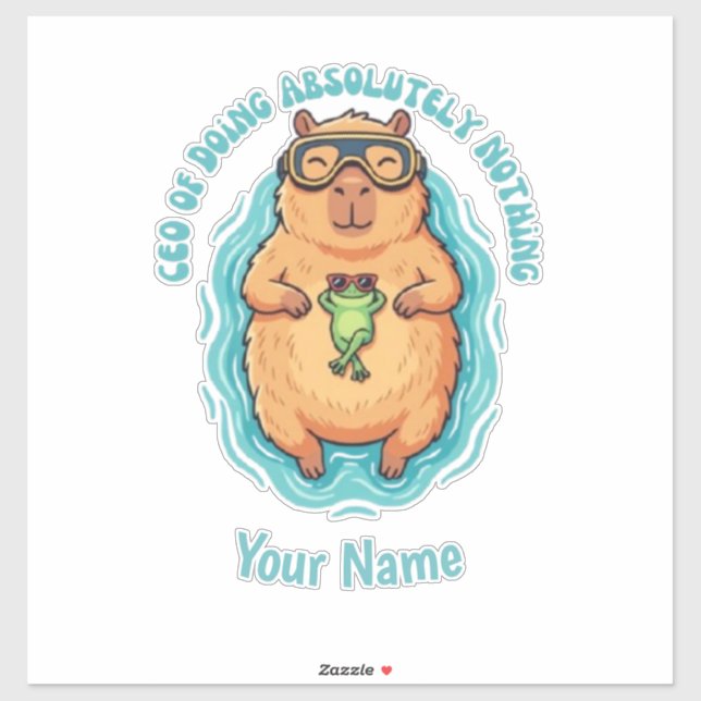 Lustiger CEO des Nichts-Tun Capybara Frosch Aufkleber (Blatt)