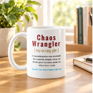 Lustiger Chaos-Koordinator-Definition Büro-Kollege Kaffeetasse